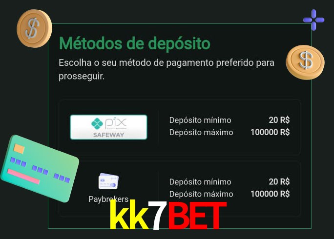 O cassino kk7bet oferece uma grande variedade de métodos de pagamento